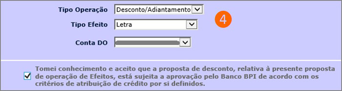 Ecrã Proposta de Operação
