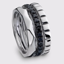 Anel Trilogy Ouro Branco e Diamantes Anel Trilogy Ouro Branco e Diamantes
