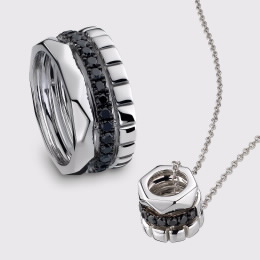 Conjunto Trilogy Ouro Branco e Diamantes Conjunto Trilogy Ouro Branco e Diamantes