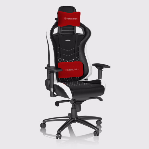 Cadeira noblechairs EPIC Real Leather Preto / Branco / Vermelho