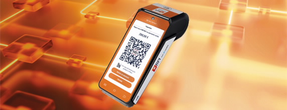 Fundo laranja com o TPA do BPI.