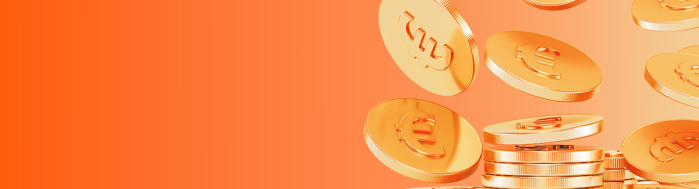 Info: Fundos de Distribuição de Rendimento. Imagem de moedas a cairem umas em cima das outras.