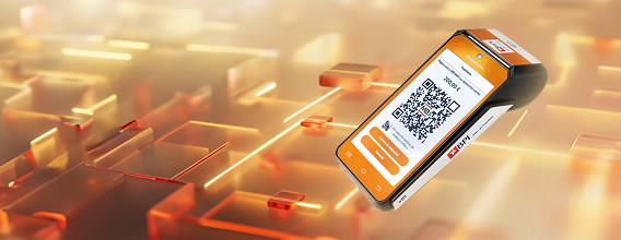 Fundo laranja com o TPA do BPI.