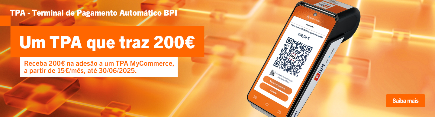 Info: Fundo laranja com o TPA do BPI.