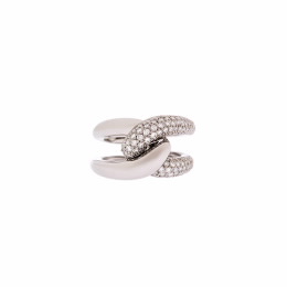 Anel Inseparavel Ouro Branco e Diamantes