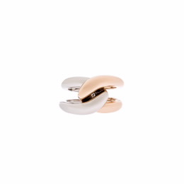 Anel Inseparavel Ouro Branco e Rosa