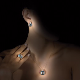 Conjunto Magia Ouro Branco e Topázio Azul