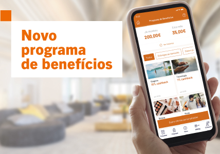 Telemóvel a mostrar o ecrã da BPI App no menu onde podemos ver quanto recebemos com o Programa de Benefícios.
