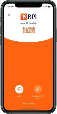 imagem de telefone com a aplicação do Banco BPI a ser utilizada