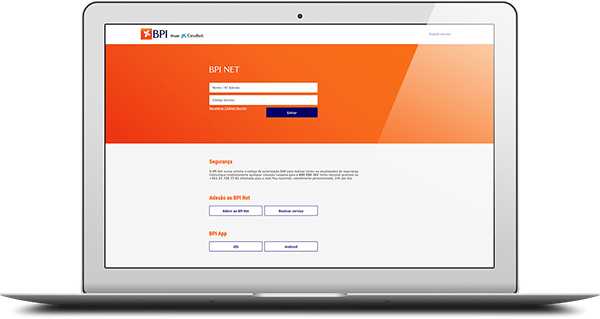imagem de computador com o BPI Net a ser utilizado