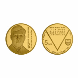 Moeda Aristides de Sousa Mendes Nunca Esquecer Ouro Proof