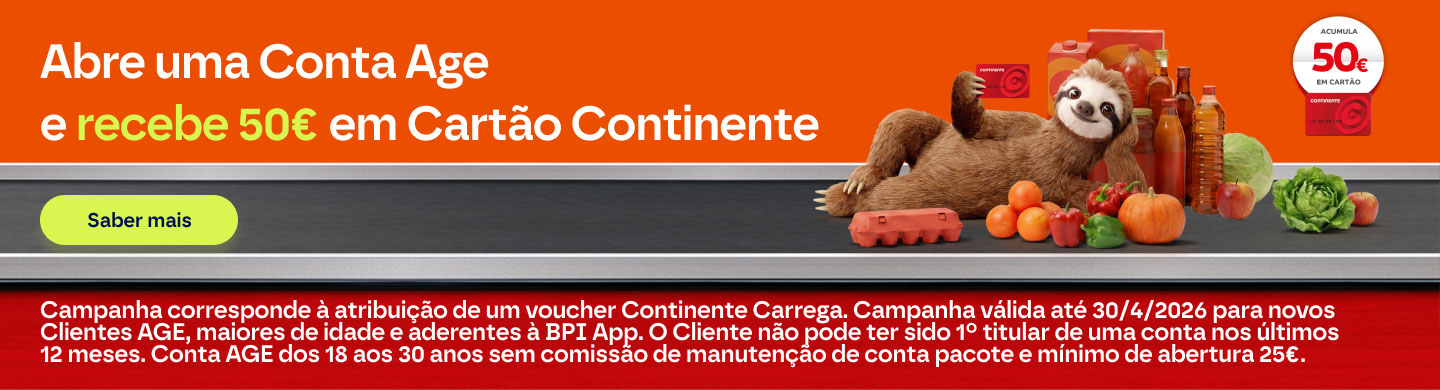 Info: Abre uma Conta AGE e recebe 50€ em Cartão Continente.