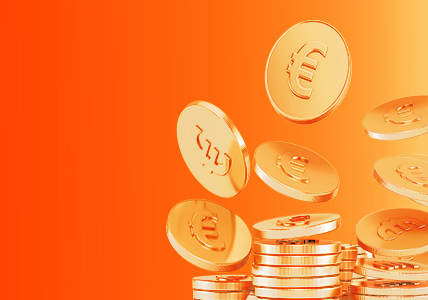 Info: Fundos de Distribuição de Rendimento. Imagem de moedas a cairem umas em cima das outras.